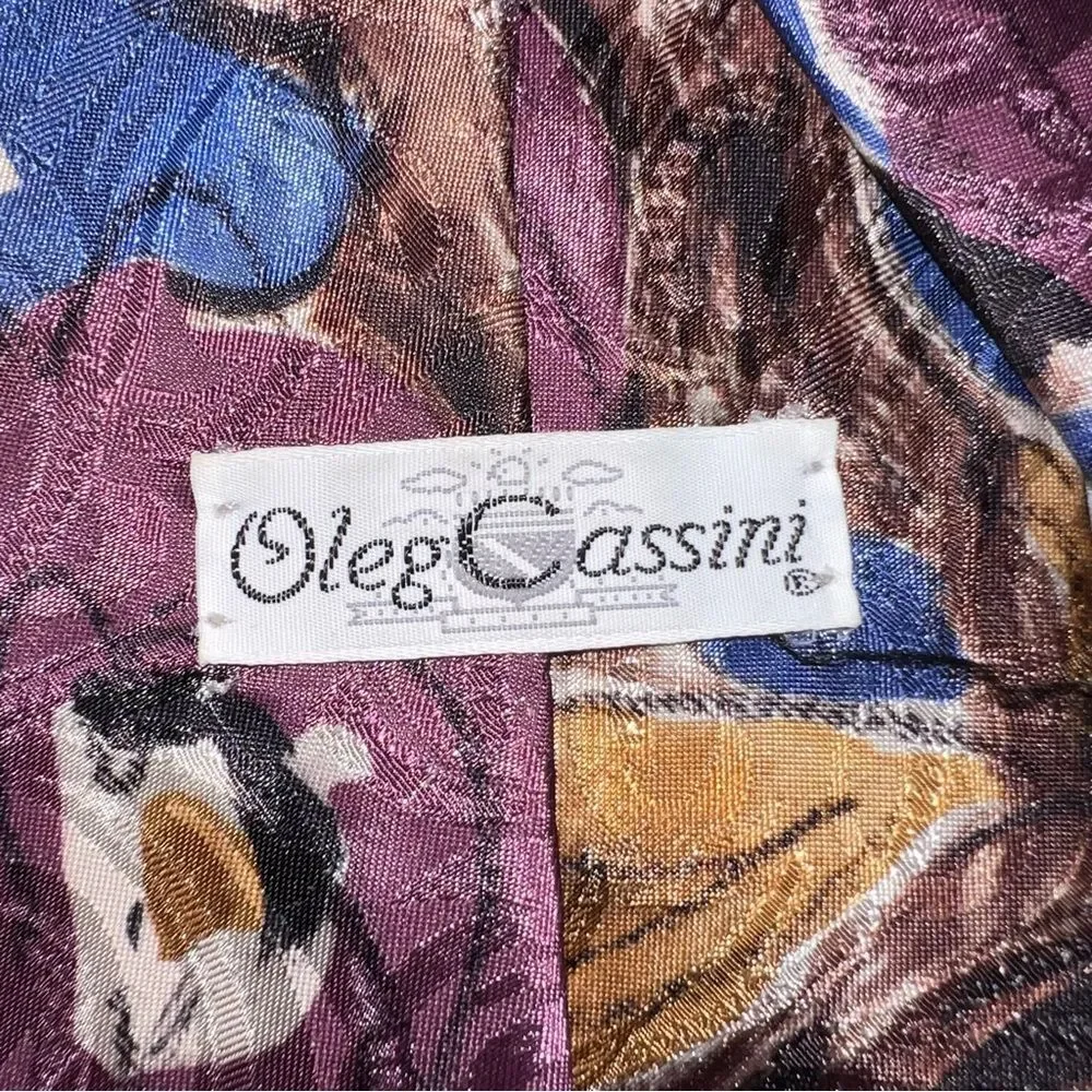 Oleg Cassini Men’s Neck Tie Plum Gold Formal Prom Office Church